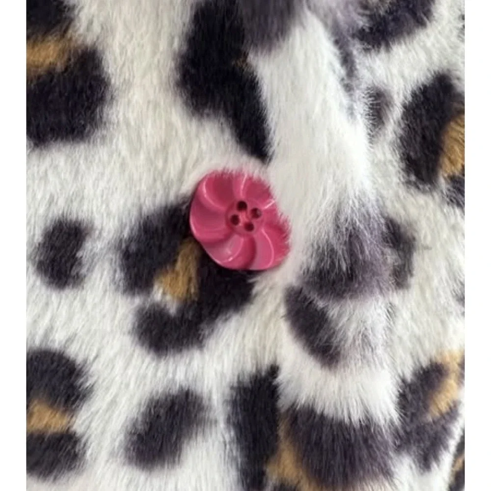 Finding Foxtale Girls Size Small (5) Leopard Faux Fur Coat Pink Lined NWT